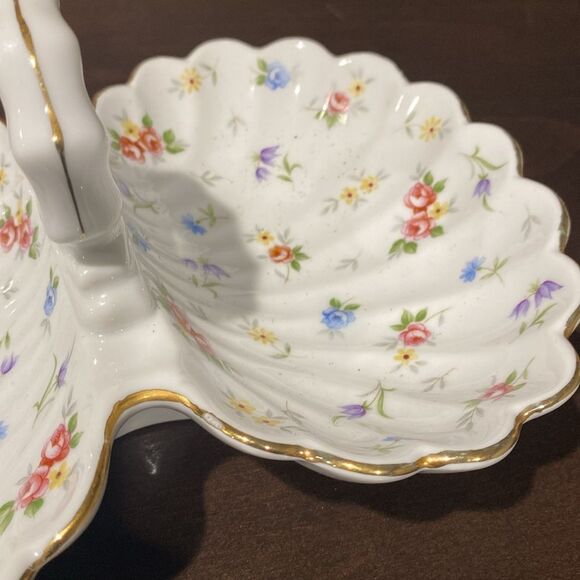 Takahashi Victoria Porcelain Double Sided Relish Candy Dish Floral Painted - Picture 5 of 11